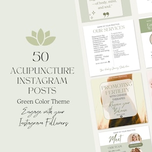 50+ Acupuncture Instagram Posts Templates | TCM Social Media Template | Instagram Editable Template | Acupuncture Instagram Canva Template