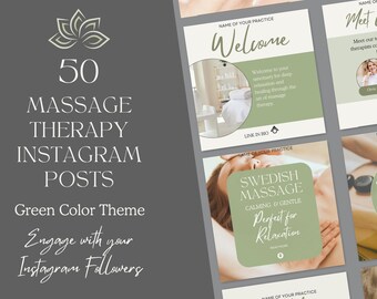 Mallar för Instagram-inlägg om massage | 50+ redigerbara Canva-designer (digital nedladdning)