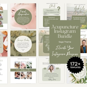 172+ Instagram Templates | Canva Editable Acupuncture Social Media Template | Instagram Editable Template | Acupuncture Insta Canva Template