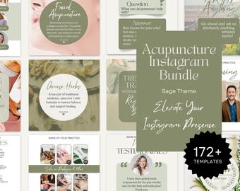 Acupuncture Instagram Templates | Editable Canva Social Media (Digital Download)