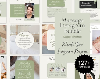 Massage Instagram-mallar | Canva Redigerbara sociala medier (digital nedladdning)