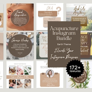172+ Instagram Templates | Canva Editable Acupuncture Social Media Template | Instagram Editable Template | Acupuncture Insta Canva Template
