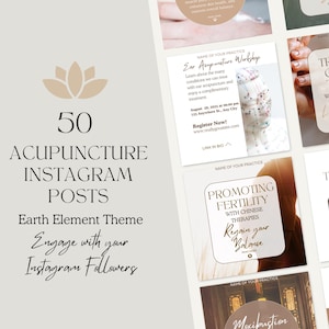 50+ Acupuncture Instagram Posts Templates | TCM Social Media Template | Instagram Editable Template | Acupuncture Instagram Canva Template