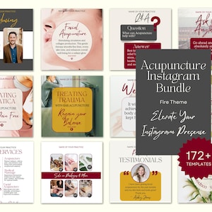 172+ Instagram Templates | Canva Editable Acupuncture Social Media Template | Instagram Editable Template | Acupuncture Insta Canva Template