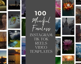 Oltre 100 copertine di Mindful Reel pronte all'uso / Modelli per TikTok e Instagram / Canva modificabile / Coach olistici / Coach spirituali