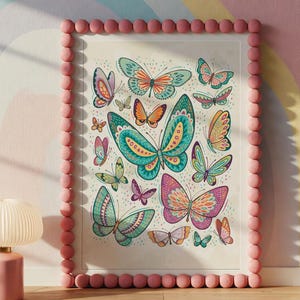 Colorful Butterfly Art Print: Whimsical Insect Illustration
