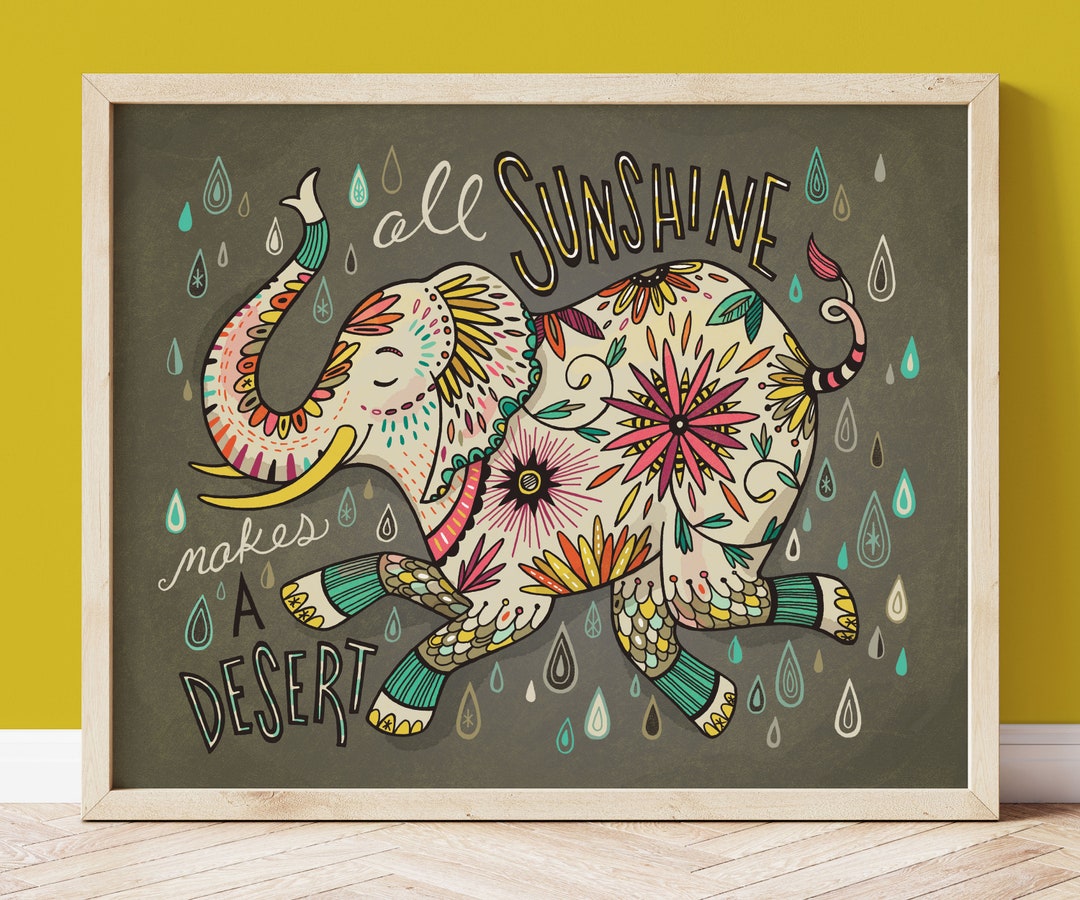 Floral Elephant Art Print: Inspirational Boho Wall Decor - Etsy
