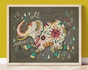 Floral Elephant Art Print: Inspirational Boho Wall Decor