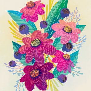 Colorful Wall Art / Flower Art / Boho Decor / Bright Wall Art / Botanical Print / Floral Print / Tropical Decor / Flower Print / Wall Art image 2