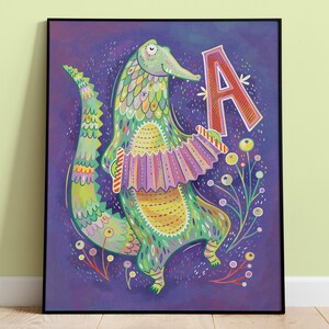 Decoración de guardería de animales, póster de caimán y habitación infantil para regalo de baby shower y decoración de dormitorio infantil