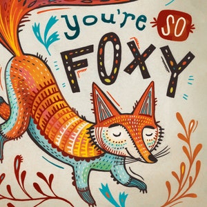 Boho Wall Decor / Cute Fox Poster / Fox Art / You're So Foxy / Fox Illustration Print / Dorm Decor / Hand Lettered / Inspirational Quote image 3