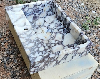 Custom Marble Sink - Calacatta Viola Bathroom Wall Mounted Natural Stone Basin