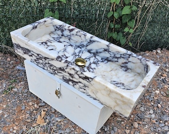 Marble Vessel Sink - Handmade Custom Bathroom Calacatta Viola Vanity Basin