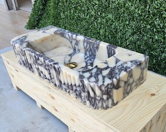 Marble Stone Sink - Handmade Custom Bathroom Calacatta Viola Vanity Basin
