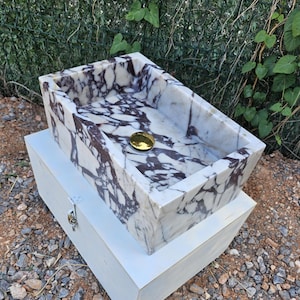 Calacatta Viola Marble Sink | Wall Mount Sink, Calacatta Sink | Bathroom Sink | Special Order Sink, Powder Room Sink | Kitchen Marble Sink |