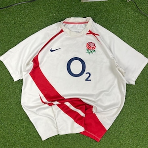 Vintage England Rugby Shirt Nike O2 Jersey | White Red Rose Polo | Retro Rugby Union Sportswear