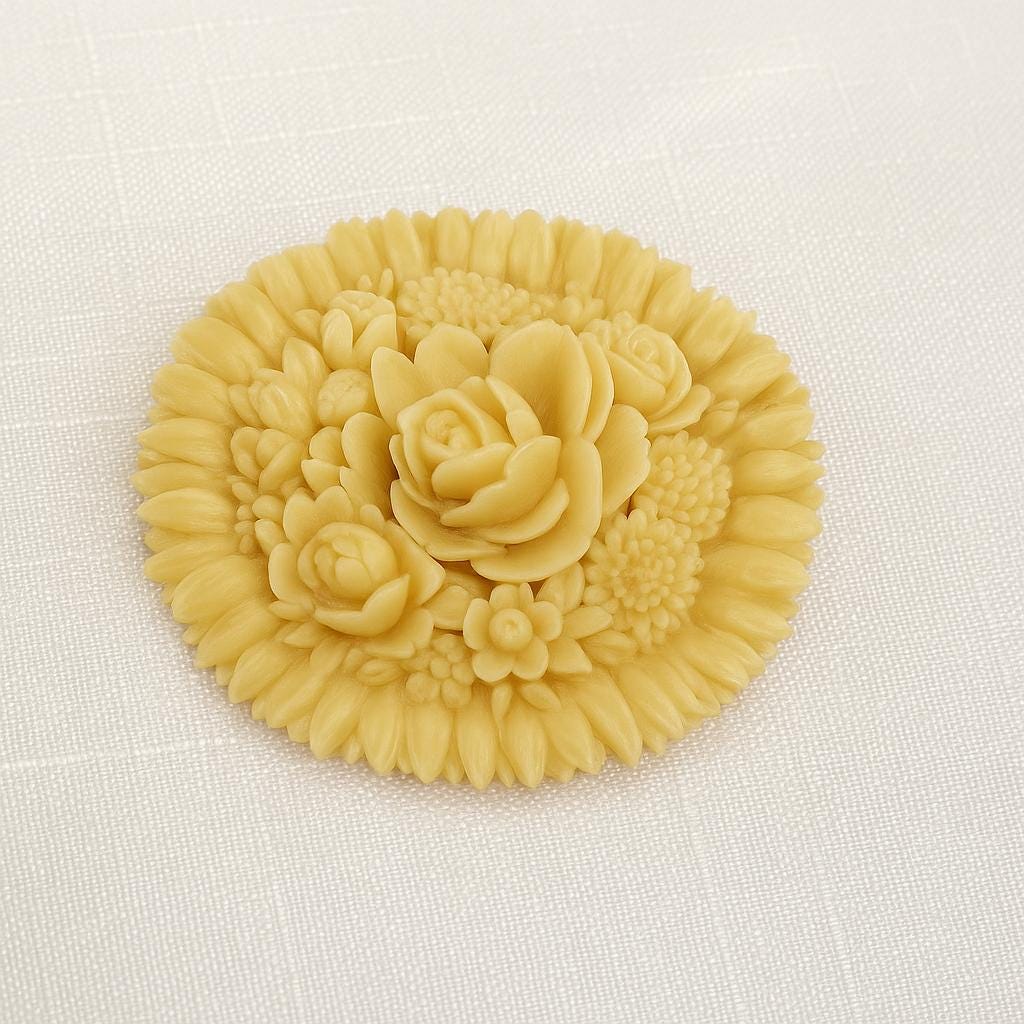 Antique celluloid　grape＆heart brooch Carved Celluloid Heart Brooch