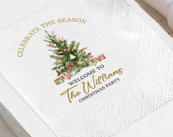 Editable Christmas Party Napkins, Holiday Napkins, Christmas Party Decor, Custom Xmas Napkin, Festive Table Decor, Holiday Party Supplies