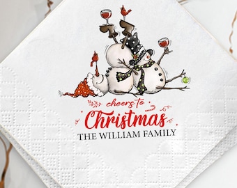 Custom Christmas Cocktail Napkins, Holiday Party Napkins, Xmas Martini Napkins, Personalized Christmas Decor, Family Gathering Table Napkins