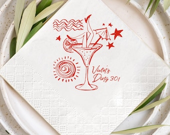 Personalized Birthday Napkins, Custom Cocktail Napkins, Birthday Party Tableware, Event Drink Napkins, Celebration Party Accessories