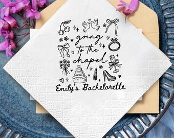 Going to the Chapel Napkins, Before the I Do Party Decor, Personalized Bachelorette Party Napkins, Bridal Shower Cocktail Napkins