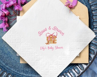 Bows & Brunch Baby Shower Napkins, Pink Bow Baby Shower Decor, Girl Baby Shower Brunch Party Napkins, Cute Baby Shower Tableware Gift