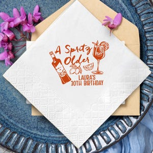 Spritz Birthday Napkins, Just a Spritz Older Cocktail Napkins, Aperol Spritz Party Decor, Funny Birthday Bar Napkins, Cocktail Party Supplie