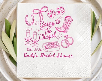 Minimalist Bachelorette Napkins, Going to the Chapel Party Napkins, Personalized Bachelorette Party Napkins, Bridal Shower Cocktail Napkins