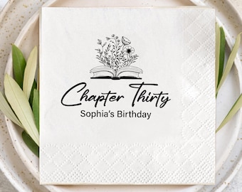 Chapter Thirty Birthday Napkins, Bookish 30th Birthday Party, Best Friend Cocktail Napkins, Funny 30th Birthday Luncheon Or Dinner Napkins