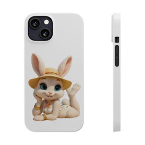 Funda fina con diseño de conejito: accesorio de primavera, diseño de dibujos animados, funda para amantes de los animales, fundas divertidas para iPhone