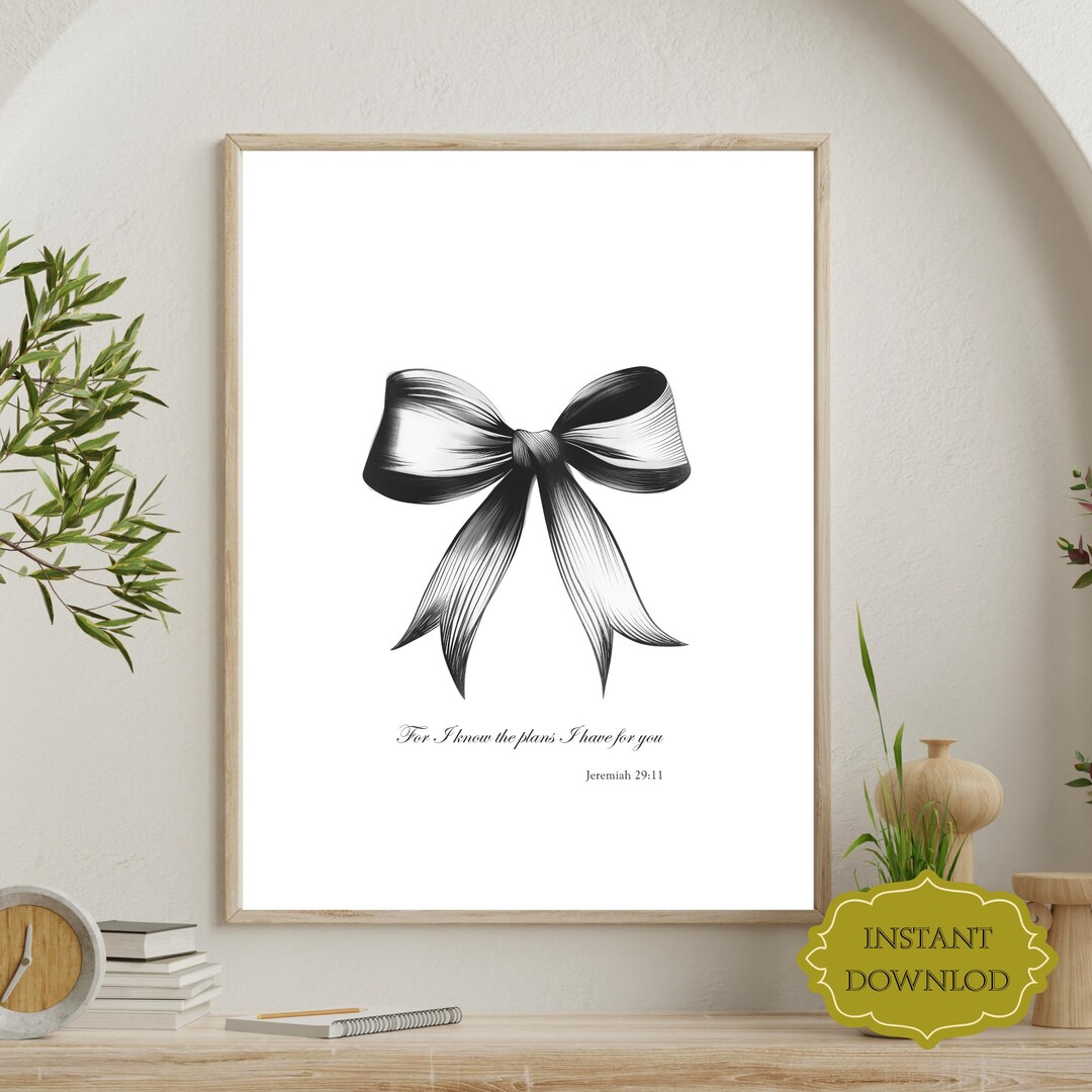 Scripture Verse Ribbon Jeremiah 29:11 Scripture Wall Art, Minimalist Ribbon Line Art Print ...