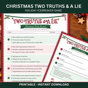 Holiday Icebreaker Game, Christmas Two Truths and a Lie Printable, Icebreaker Games for Office Party, Family Christmas Party Game