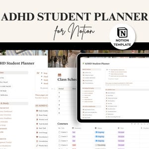 ADHD Study Planner | Notion Student Planner, Executive Dysfunction, Study System, College Dashboard, Brain Dump | Notion Template
