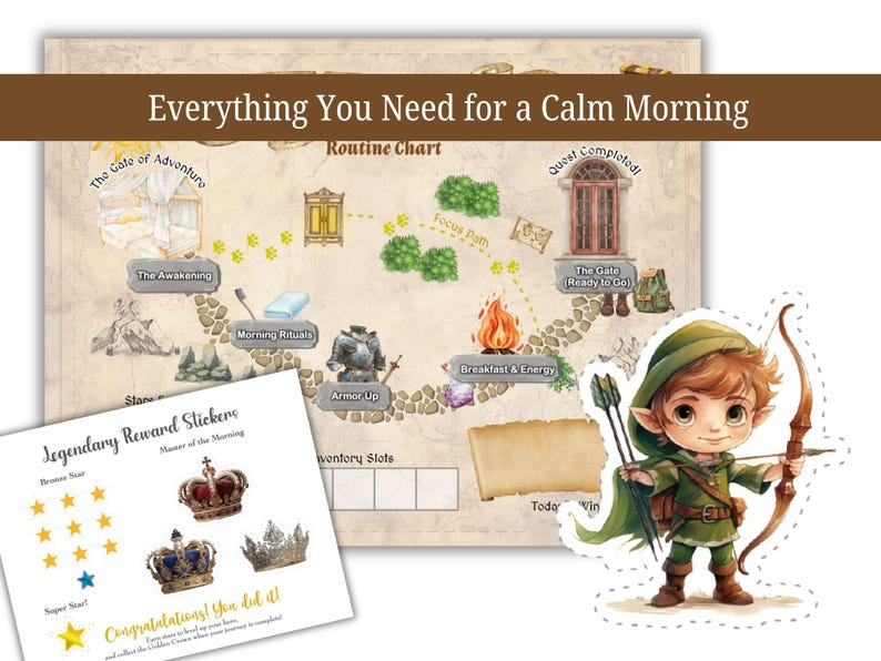Kids Morning Routine Chart Printable, Visual Routine for ADHD Kids ...
