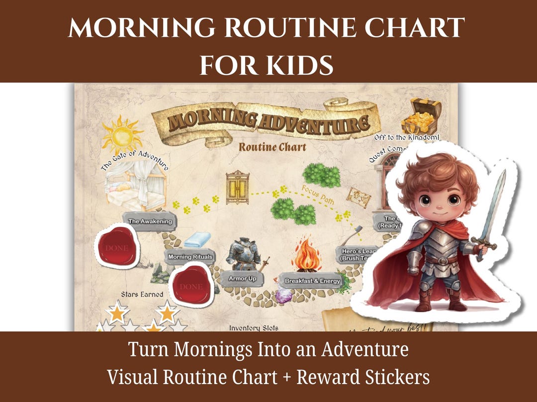 Morning Routine Chart for Kids – Printable Adventure Routine With ...
