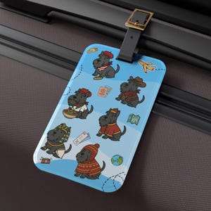 Traveling Scotties Luggage Tag - Cute Scottish Terrier Travel Accessory, Dog Lover Gift Bag Tag