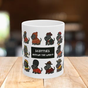 Scottish Terrier Dog Mug - Scotties Around The World, Perfect for Dog Lovers,  Gifts for Scottish Terrier Owners, Scottie Mug Gift