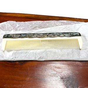 Vintage Silver Plated Comb Ornate Floral Accents Weighted Antiqued