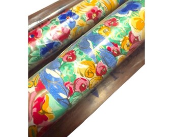 VTG 70s Cottage Core Shabby Chic Whimsical Floral Pastel Gift Wrap Paper LOT 2