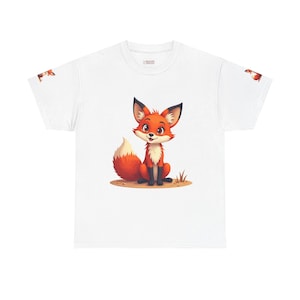 Cute Fox Design Unisex Heavy Cotton Tee, Animal Lover T-Shirt, Gift for Kids & Teens, Nature Lover Apparel, Fun Graphic Tee