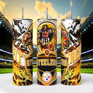 Steelers Skinny Tumbler • 20 oz Stainless Steel • Drinkware