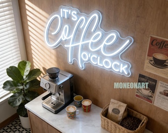 It's Coffee O'Clock Neon Sign, Custom Coffee Bar LED Neon Light, Kitchen Decor, Cafe Wall Art Sign, Coffee Lover Gift, Aesthetic Home Decor
