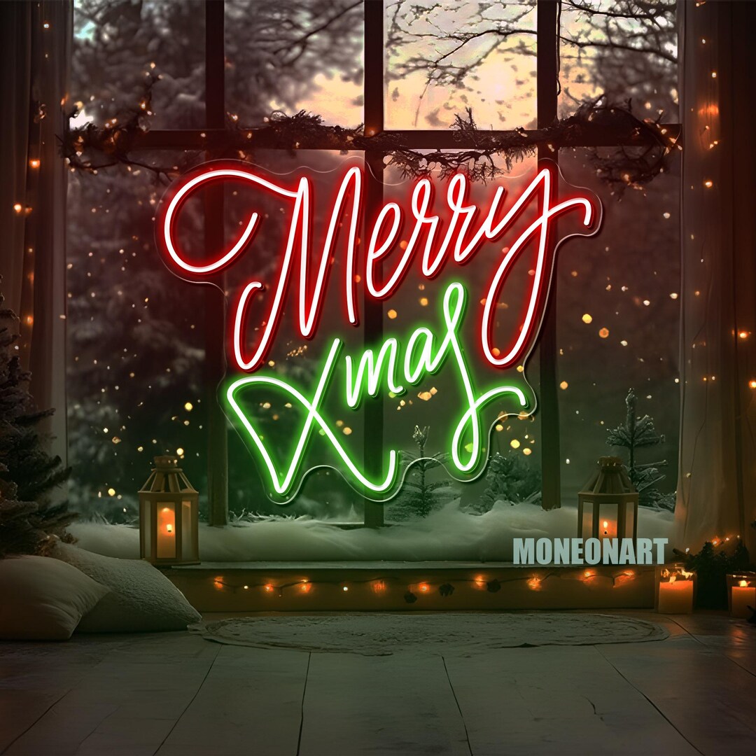 Led Xmas Sign Merry Xmas LED Neon Sign, Custom Christmas Home Decor, Festive Family ...