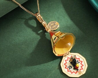 Enamel Teepee Locket Necklace With Opening Charm Pendant