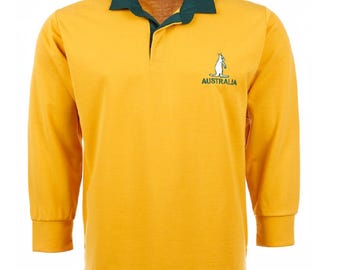 Golden Yellow Rugby Jersey: Long Sleeve Cotton Fan Top