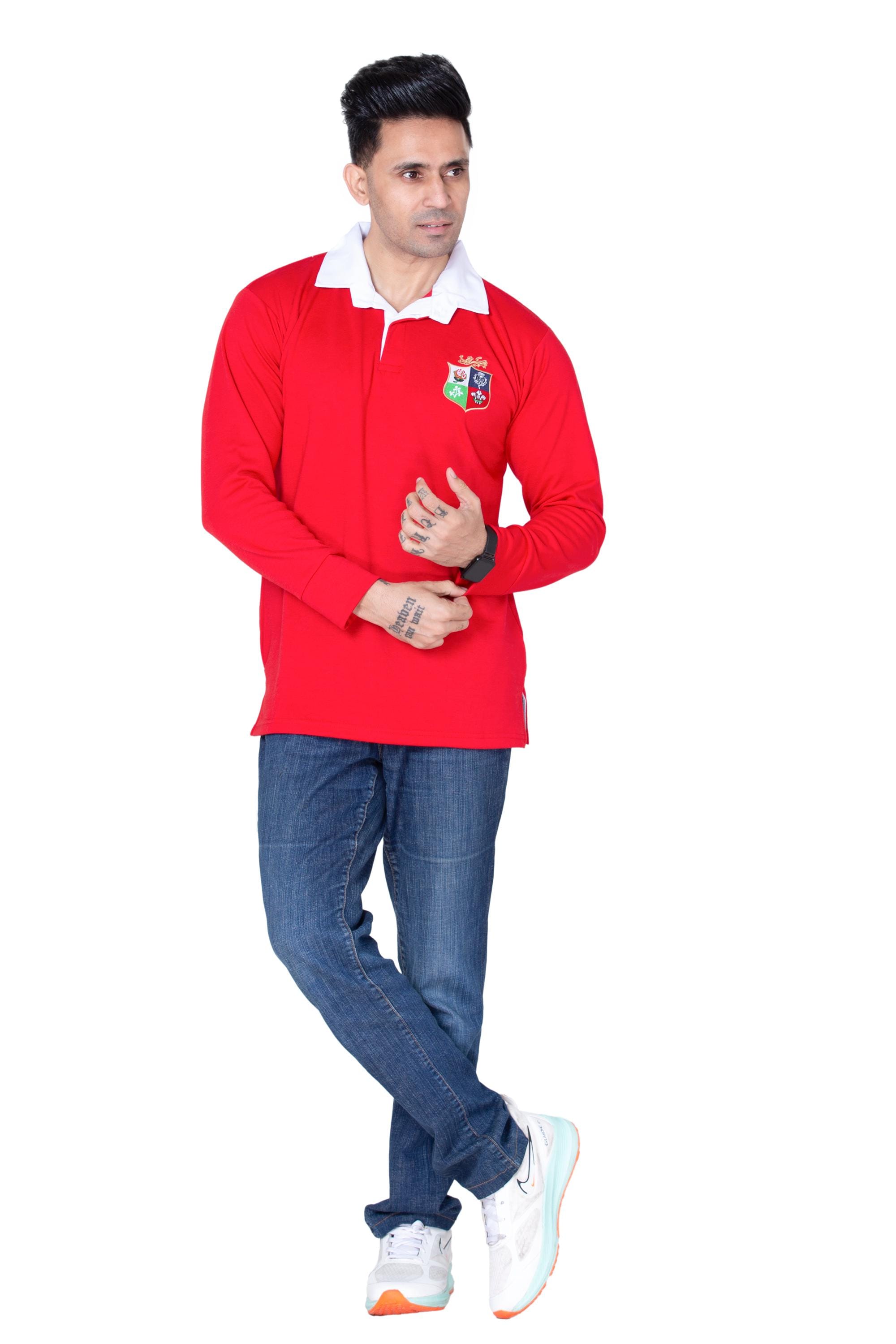 Men's Classic Rugby Shirt: Long Sleeve Cotton Blend - Fan Sportswear