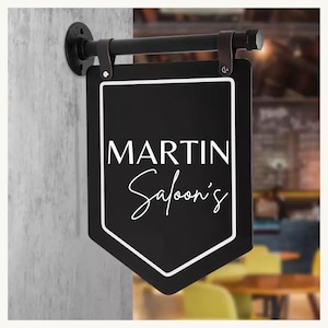 Custom Salon Sign | Personalized Hanging Blade Sign | Double-Sided Blade Sign | Business Signage | Custom Metal Blade Sign