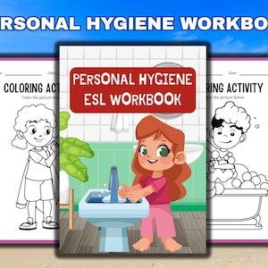 ESL Personal Hygiene Workbook – Fun Illustrated Kindergarten Learning Printable| Digital Download