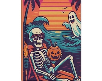 Summerween Skeleton Journal: Spooky Surf Ghost Hardcover Notebook