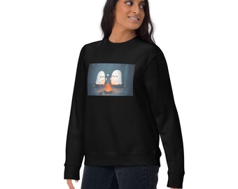 Halloween Ghost Marshmallow Campfire Crewneck Sweatshirt